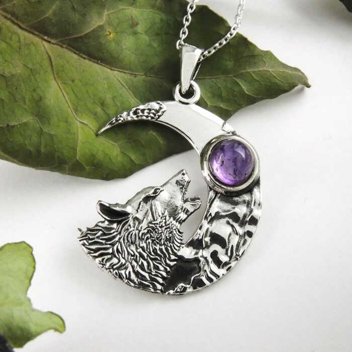 crescent-moon-with-howling-wolf-amethyst-pendant-sterling-silver